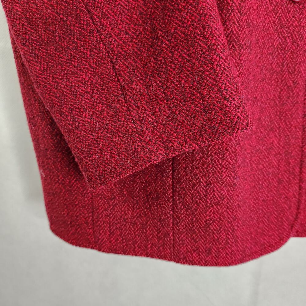 Pendleton 10 Red Herringbone Wool Button Down Bla… - image 8